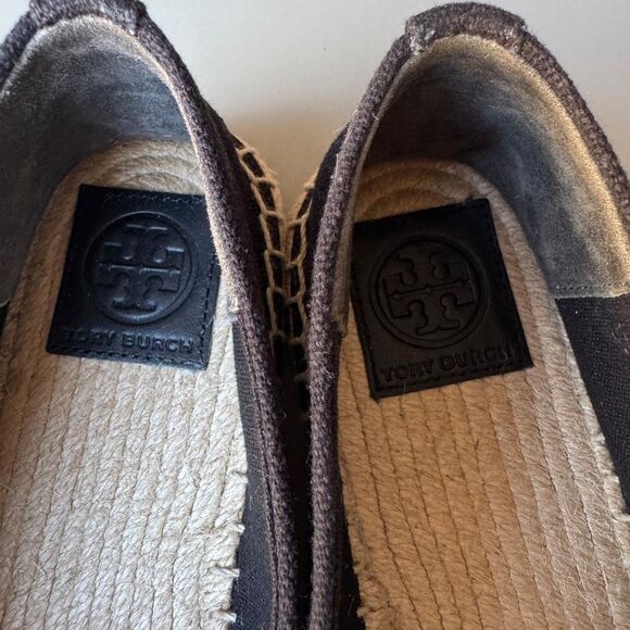 Tory Burch Canvas Black Ivory Color Block Flat Espadrille Size 10.5 Cap Toe - Picture 10 of 14